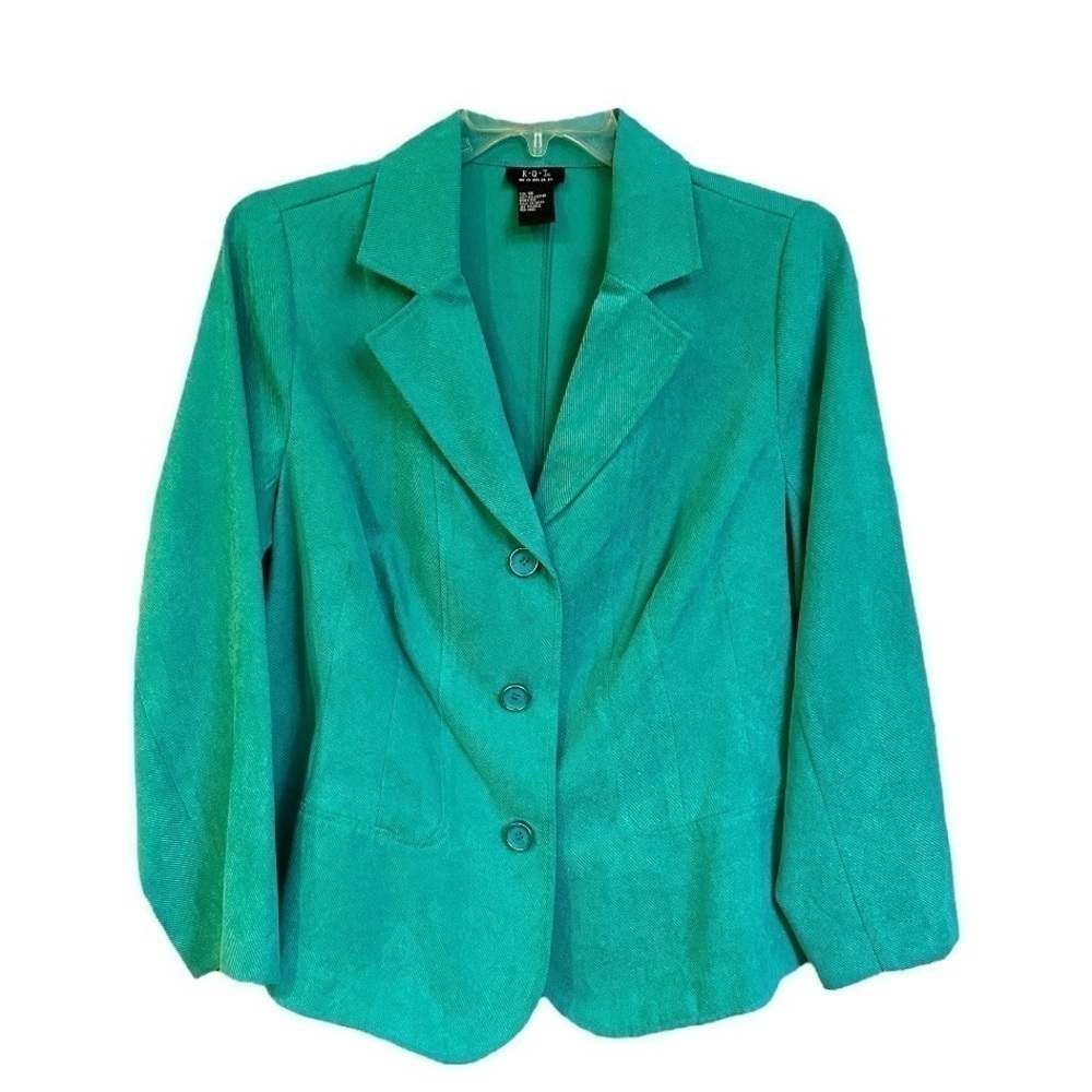 R•Q•T WOMAN, TEAL GREEN, 3 BUTTON JACKET. DRESSY OR CASUAL WEAR. SIZE 1X - Picture 7 of 7